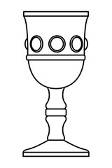 Poster - Luxury chalice with gems cartoon in black and white