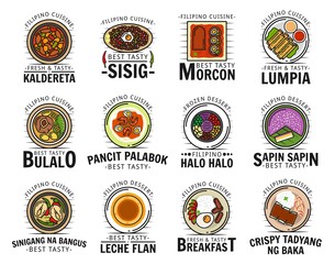 Canvas Print - Kaldereta sisig food Filipino cuisine menu logo