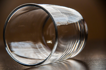 inside of a glass cup on it’s side