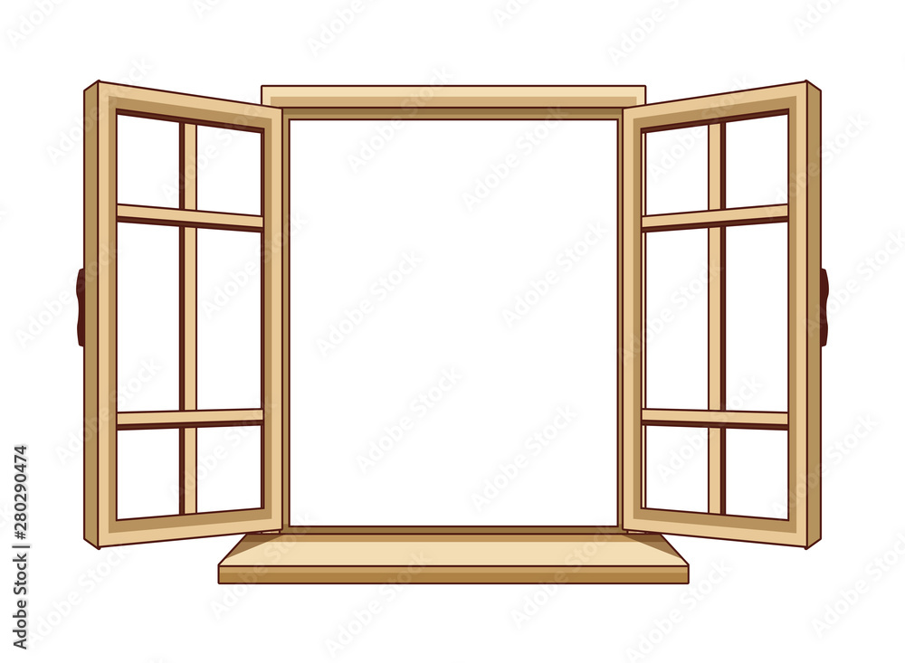 House window open cartoon isolated Stock Vector | Adobe Stock