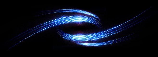 Wall Mural - Glow effect. Ribbon glint. Curved lines. Power energy. LED glare tape. .Shining neon cosmic streaks. Magic design round whirl. Swirl trail effect. .Smooth wave. Gentle arc. Light flow. Sci fi tech.
