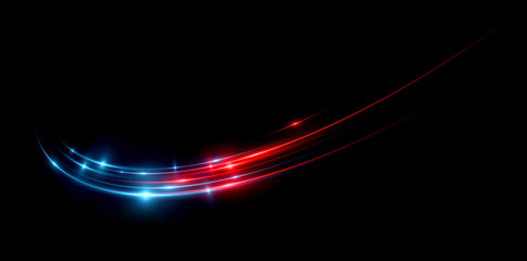 Wall Mural - Glow effect. Ribbon glint. Curved lines. Power energy. LED glare tape. .Shining neon cosmic streaks. Magic design round whirl. Swirl trail effect. .Smooth wave. Gentle arc. Light flow. Sci fi tech.