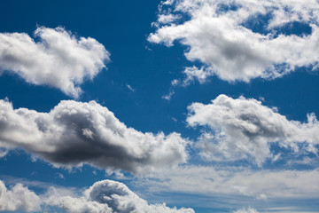 Lush white clouds against the blue sky