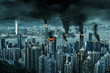 canvas print picture - Cinematic Portrayal of Hong Kong City in Chaos
