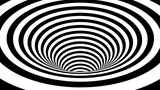 Fototapeta Do przedpokoju - Black and white hallucination. Optical illusion. Twisted illustration. Abstract futuristic background of stripes. 3D wormhole or tunnel.