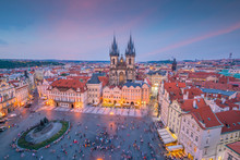 Old Town Square With Tyn Church In Prague, Czech Republic