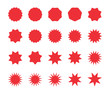© Lifeking - Set of red starburst badges. Blank discount offer price stickers, offer sale tag.