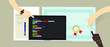 © bakhtiarzein - programming skill certificate certification with laptop and coding app script software programs. education skill vector