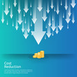© 200degrees - business crisis concept. money fall down with arrow decrease symbol. economy stretching rising drop, global lost bankrupt. cost declining reduction or loss of income with stack pile dollar coins