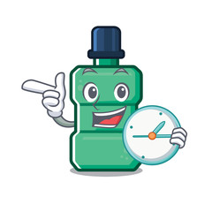 Sticker - With clock cartoon mouthwash in the a bathroom