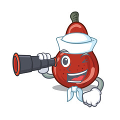 Sticker - Sailor with binocular red pears isolated in the mascot