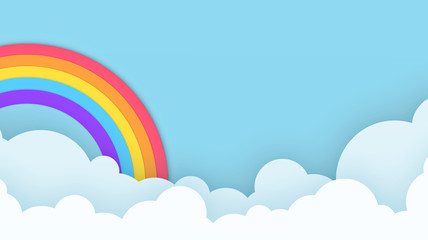 Wall Mural - abstract kawaii colorful sky rainbow background. soft gradient pastel comic graphic. concept for chi