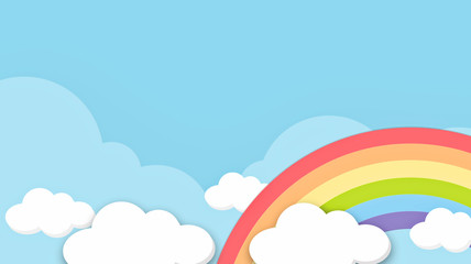 Wall Mural - abstract kawaii colorful sky rainbow background. soft gradient pastel comic graphic. concept for chi