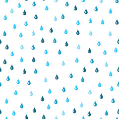 Wall Mural - Blue Water drop seamless pattern. Vector background. Seamless rain drops pattern background.
