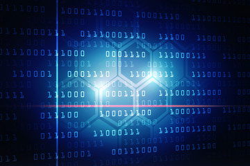 2d illustration abstract digital binary data on computer screen