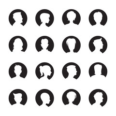 Poster - people avatars silhouettes, profile icons round buttons