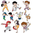 collection cartoon pack children breakdance hiphop style