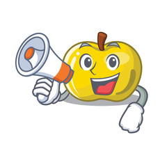 Canvas Print - With megaphone yellow apple the slices cartoon shape