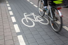 Cycle Path Symbol And Cyclist; Frankfurt