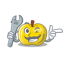 Sticker - Mechanic yellow apple in a cartoon basket