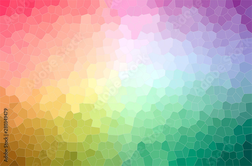 Abstract illustration of green, orange Small Hexagon background