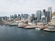 Urban Seattle Waterfront Aerial Landscape Views
