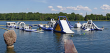 The Water Rides Of The Aquaglide Brand  Aquapark On Lake Vilnoja