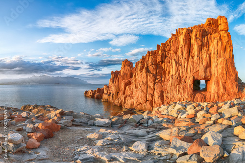 Fotomural  Awesome sunset view of Red Rocks (called Rocce Rosse) in Arbatax