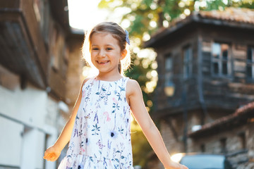 Sticker - happy girl in sunset light