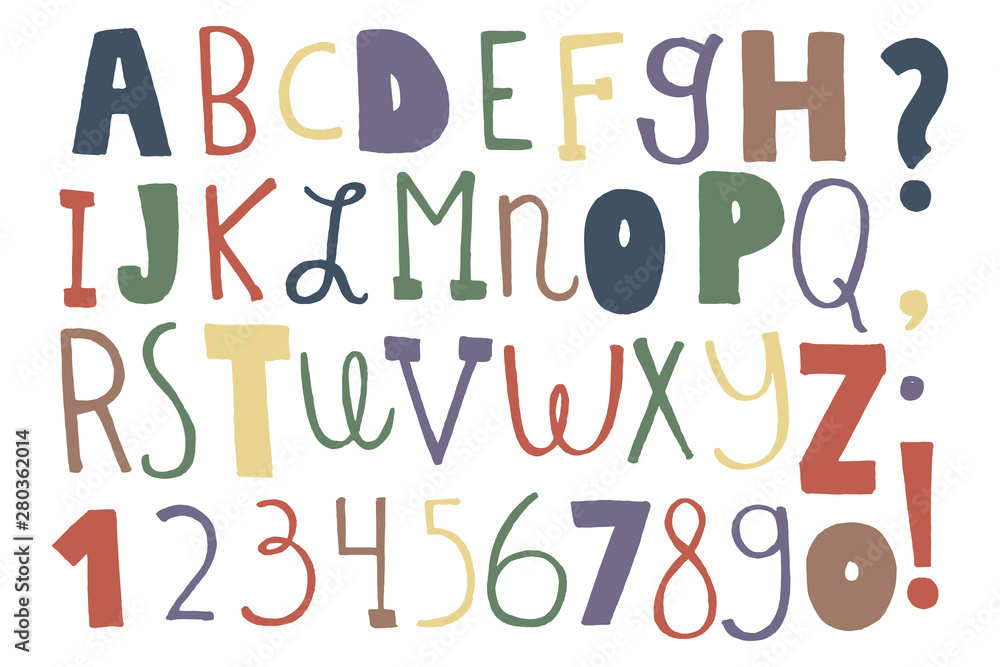 Hand drawn funny font, english alphabet universal design Stock Vector ...