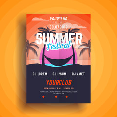 Summer party poster.Summer festival vertical flyer template