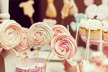 Candy Bar In Pink Colors For Children's Birthday