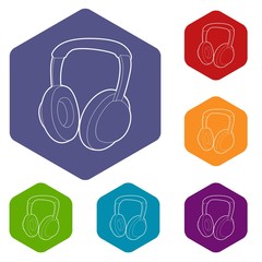 Wall Mural - Headphones icon. Isometric 3d illustration of headphones vector icon for web