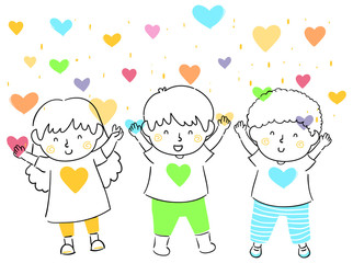 Sticker - Kids Hearts Love Shower Illustration