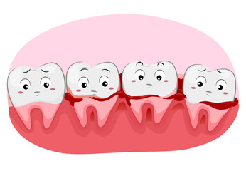 Sticker - Teeth Mascot Bleeding Gums Illustration