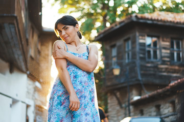 Sticker - beautiful woman in sunset light