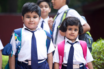 Sticker - Group of schoolboys and schoolgirls at school campus