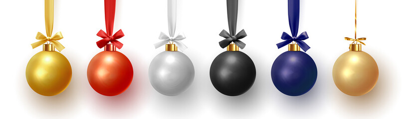 Wall Mural - christmas decorative balls, xmas baubles realistic isolated. vector illustration