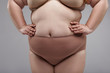 Fat lady is wearing big size underwear