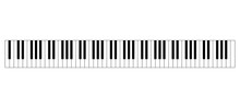 Grand Piano Keyboard Layout With 88 Keys. 52 White And 36 Black Keys, 7 Full Octaves. Set Of Levers On A Musical Instrument For Playing The Twelve Notes Of Western Musical Scale. Illustration. Vector.