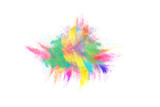 Fototapeta Motyle - Freeze motion of colorful color powder exploding on white background.  Paint Holi.