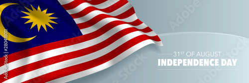 Cuadros en Lienzo Malaysia happy independence day vector banner, greeting card