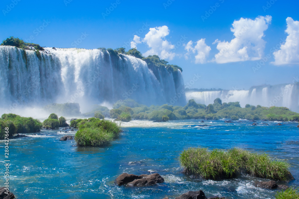 Foz do Iguazu. Is a touristic town and waterfalls at Brazil. - obrazy, fototapety, plakaty 