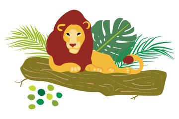 Aufkleber - Vector hand drawn flat composition with lion