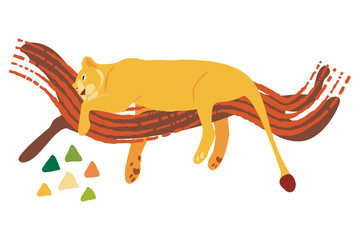 Aufkleber - Vector hand drawn flat composition with lion