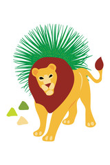 Aufkleber - Vector hand drawn flat composition with lion