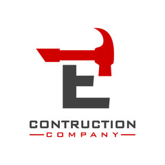 Sticker - E letter construction logo design