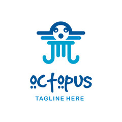 Poster - octopus logo design with fish