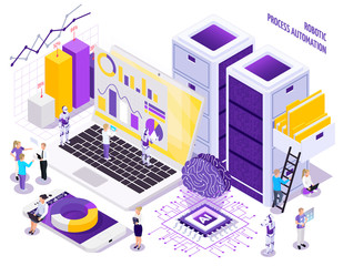 Workplace Automation Isometric Composition