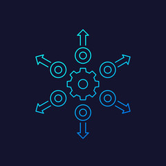 distribution linear icon with gear